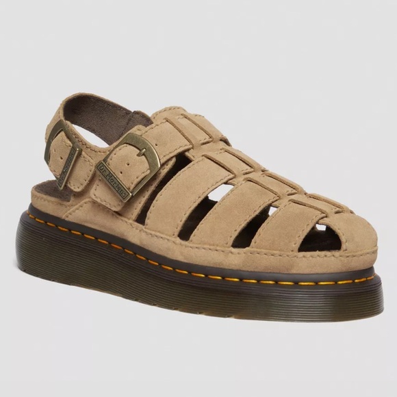 Dr. Martens Shoes - Dr. Martens Wrenlie Bronx Suede Fisherman Sandals Chunky Platform Tan Sz L9/M8‎